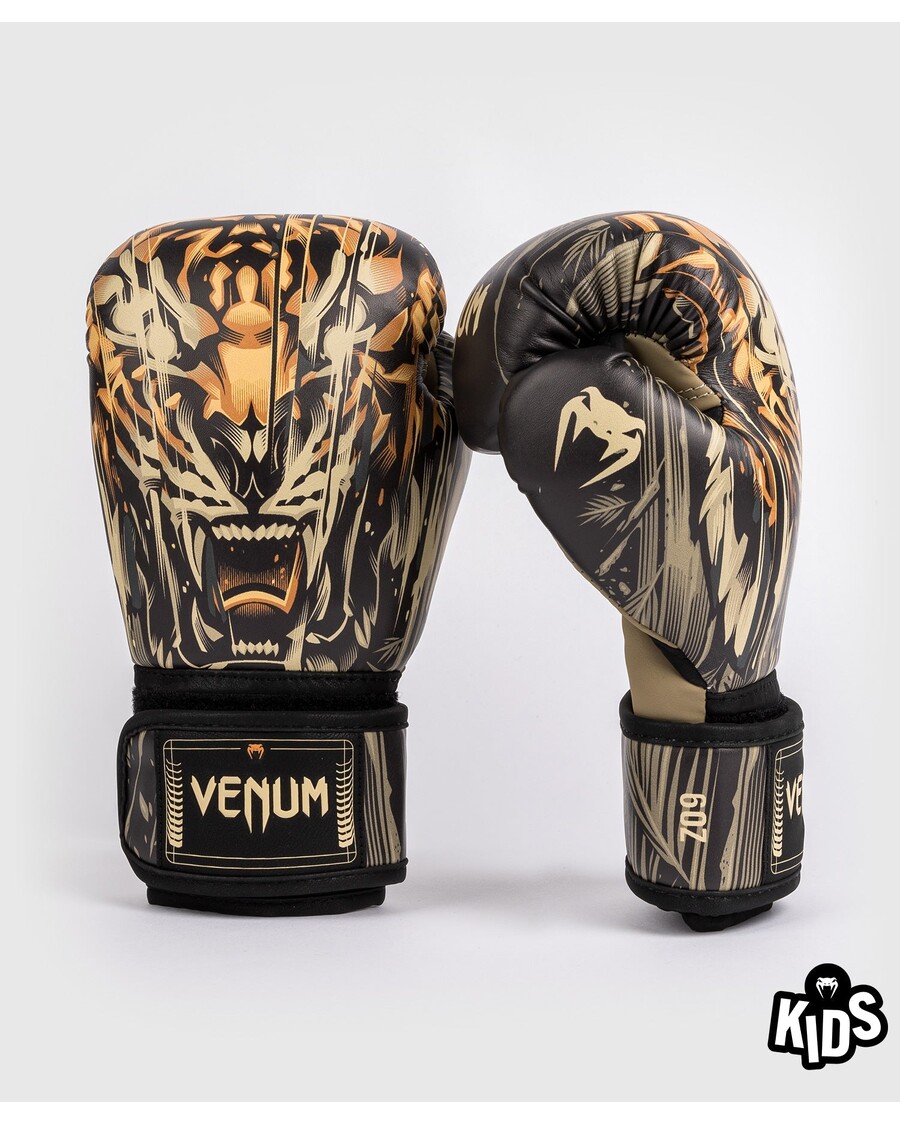 Venum Tiger Kids Boxing Gloves - Black/Neon Orange