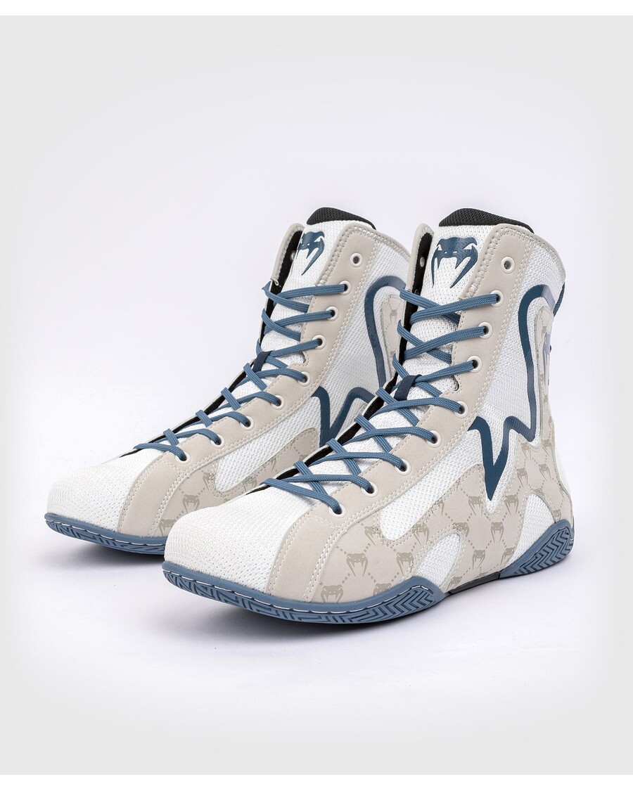 Venum Elite Evo Monogram Boxing Shoes - White/Blue