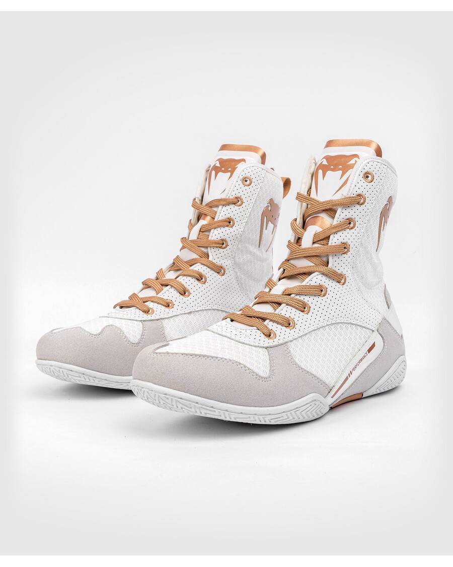 Venum Elite Boxing Shoes - White/Gold