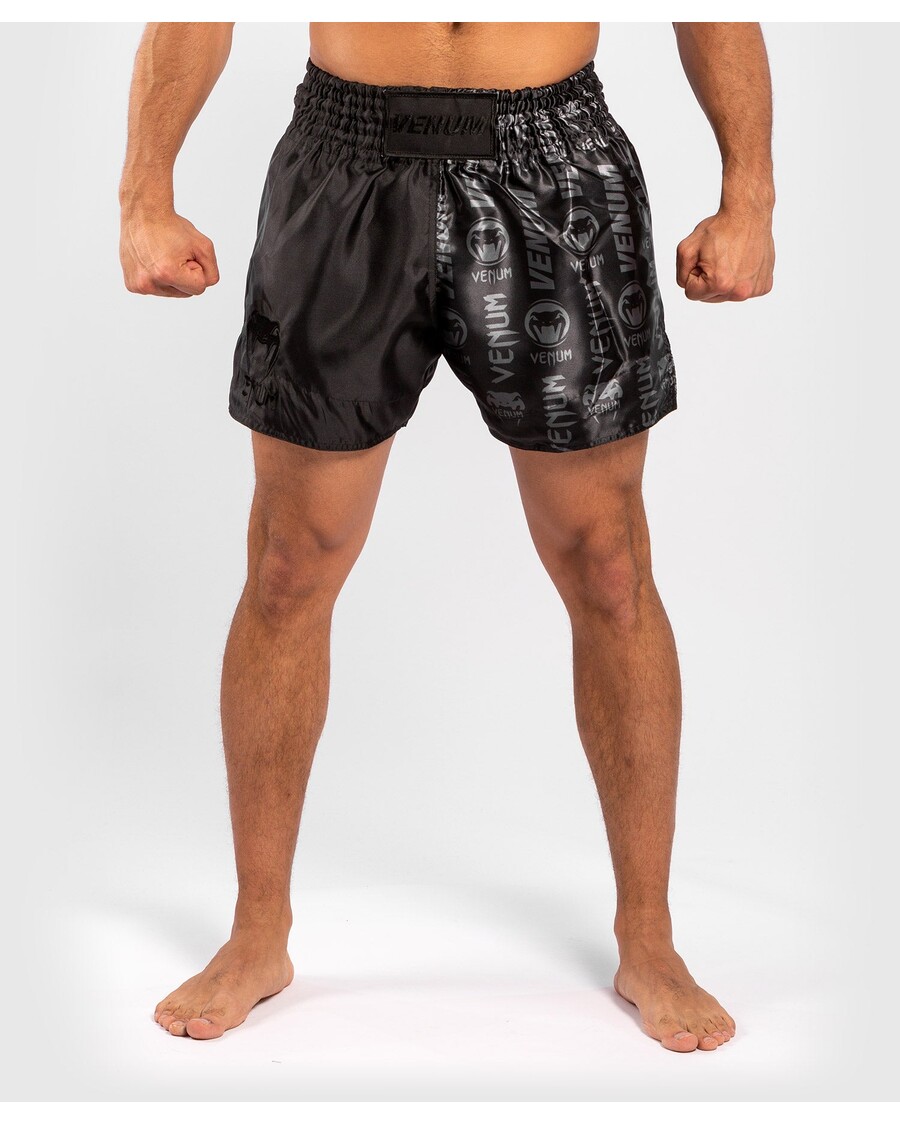 Venum Logos Muay Thai Shorts - Black/Black