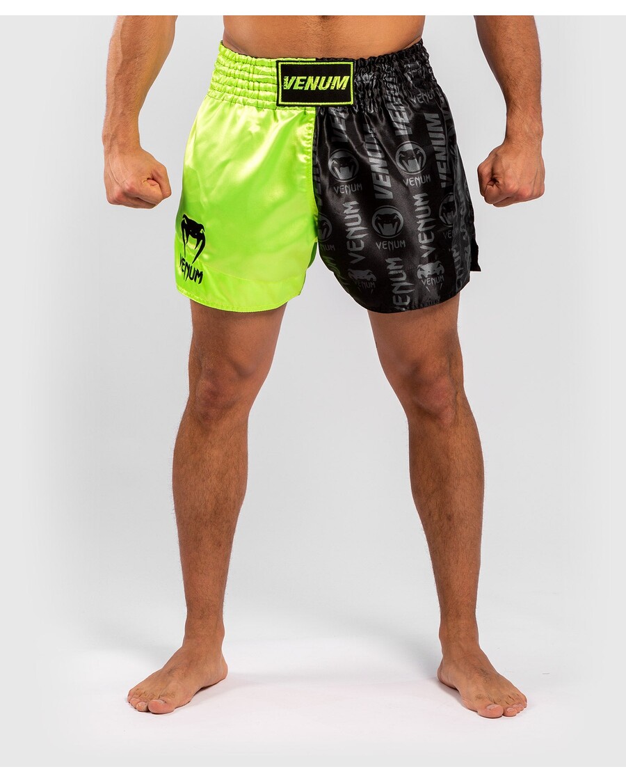 Venum Logos Muay Thai Shorts - Black/Yellow