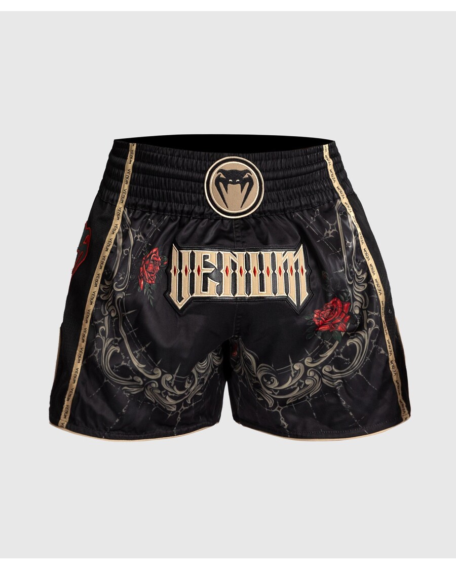 Venum Santa Muerte 5.0 Muay Thai Shorts - Deep Black/Gold