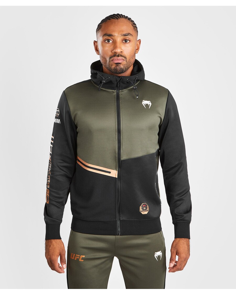 UFC Adrenaline by Venum Fight Week Men’s Zip Hoodie - Khaki/Bronze