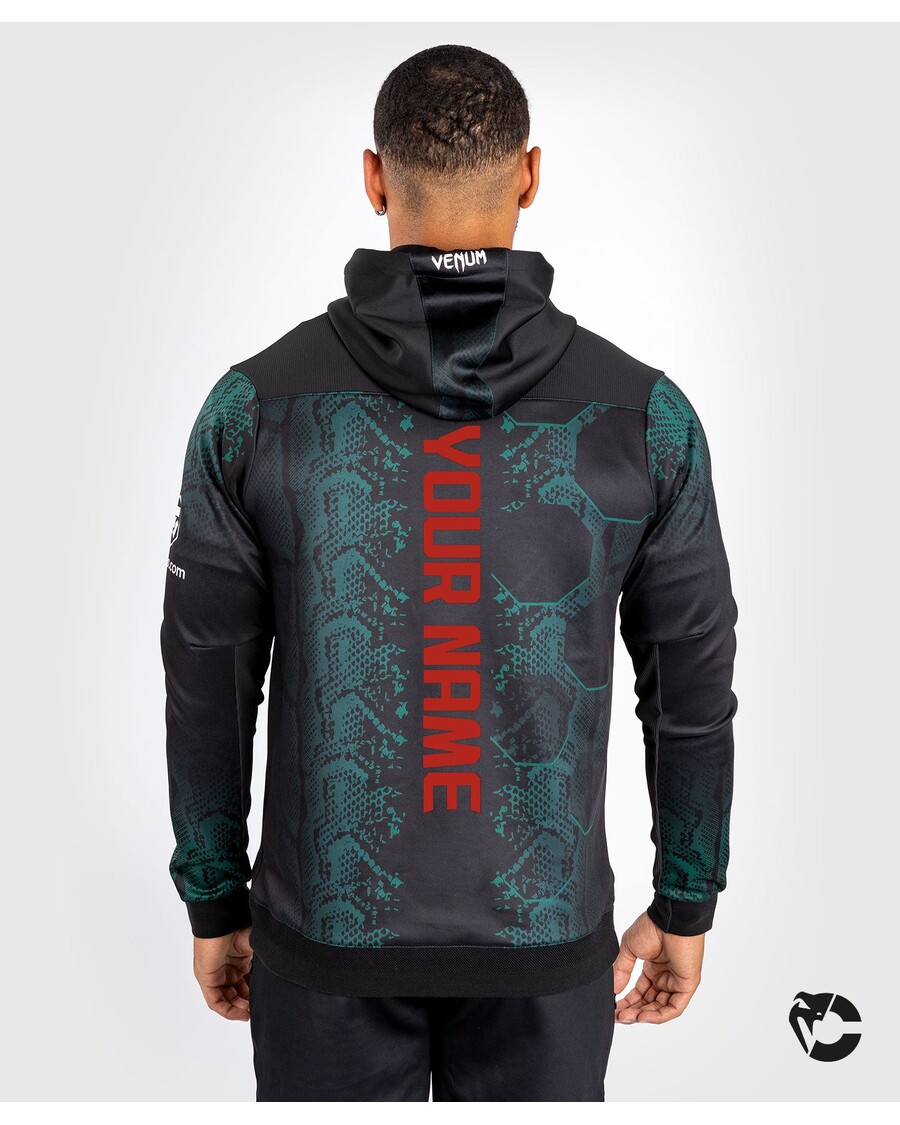 UFC Adrenaline by Venum Personalized Authentic Fight Night Men's Walkout Hoodie - Emerald Edition - Green/Black