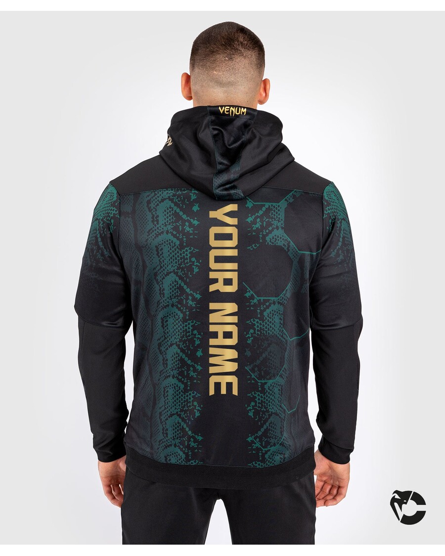 UFC Adrenaline by Venum Personalized Authentic Fight Night Men’s Walkout Hoodie - Emerald Edition - Green/Black/Gold