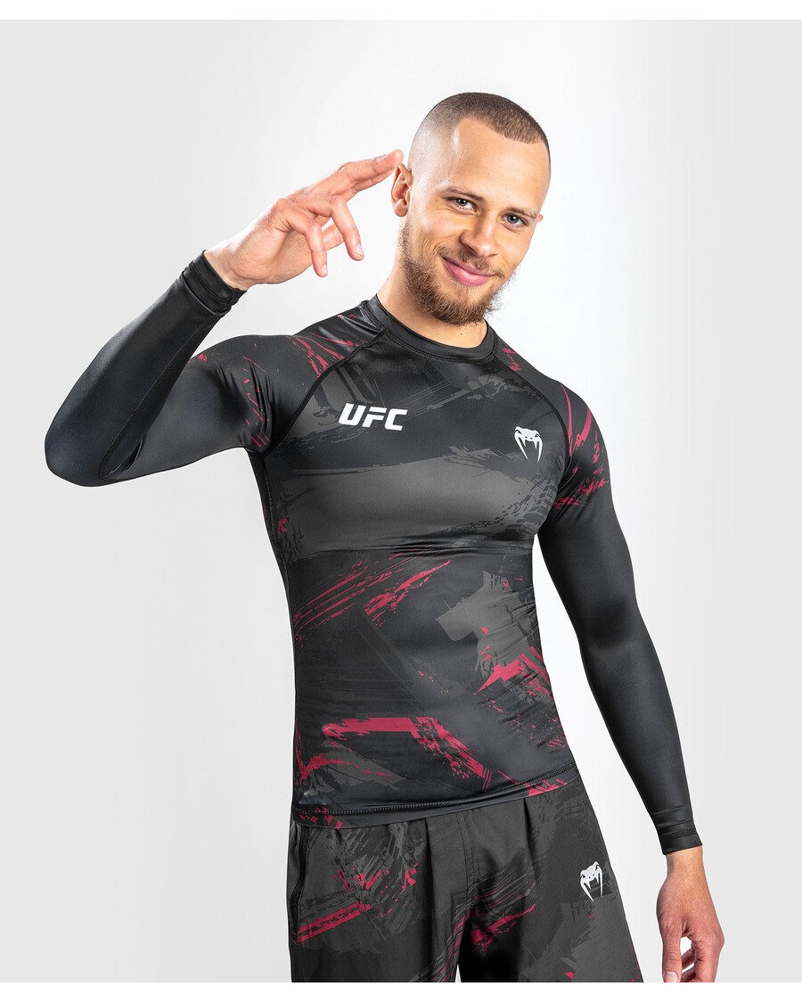 UFC Venum Authentic Fight Week 2.0 Men’s Performance Long Sleeve Rash Guard - Black/Red