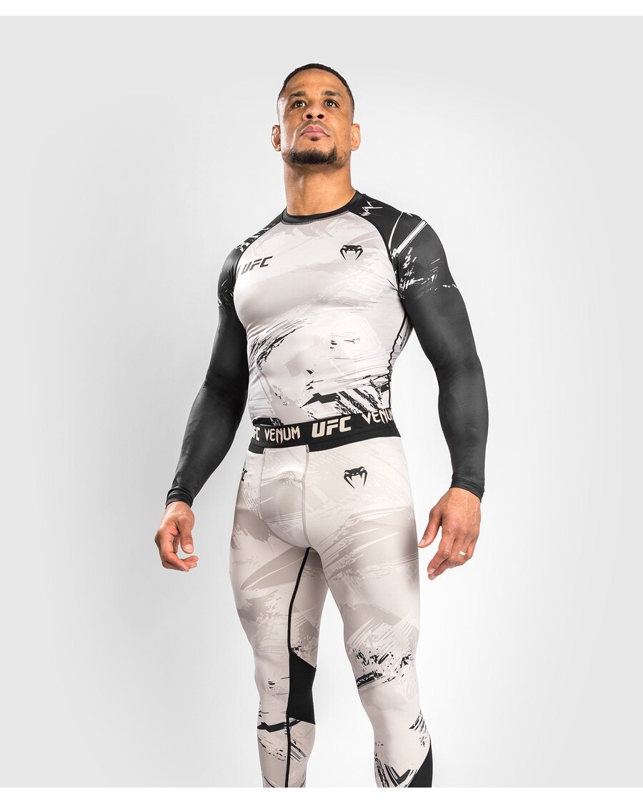 UFC Venum Authentic Fight Week 2.0 Men’s Performance Long Sleeve Rash Guard - Sand/Black