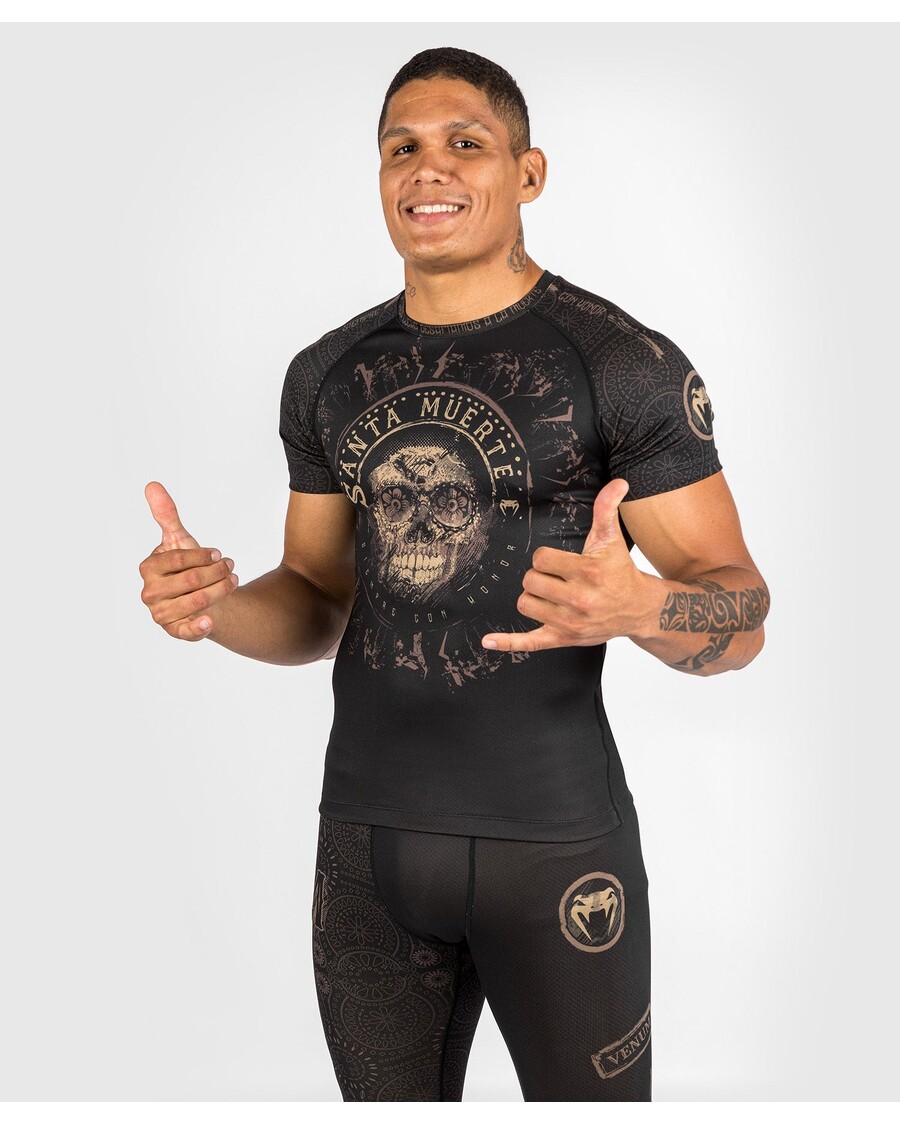 Venum Santa Muerte Dark Side - Rashguard Short Sleeves - Black/Brown