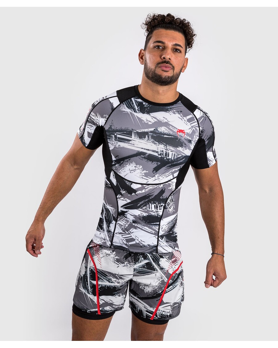 Venum Electron 3.0 Short Sleeve Rashguard - Grey/Red