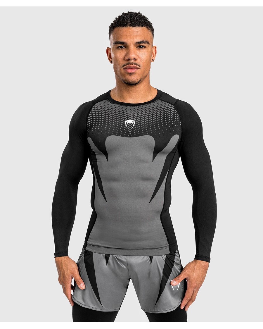 Venum Attack Men's Long Sleeve Rashguard - Black/Grey