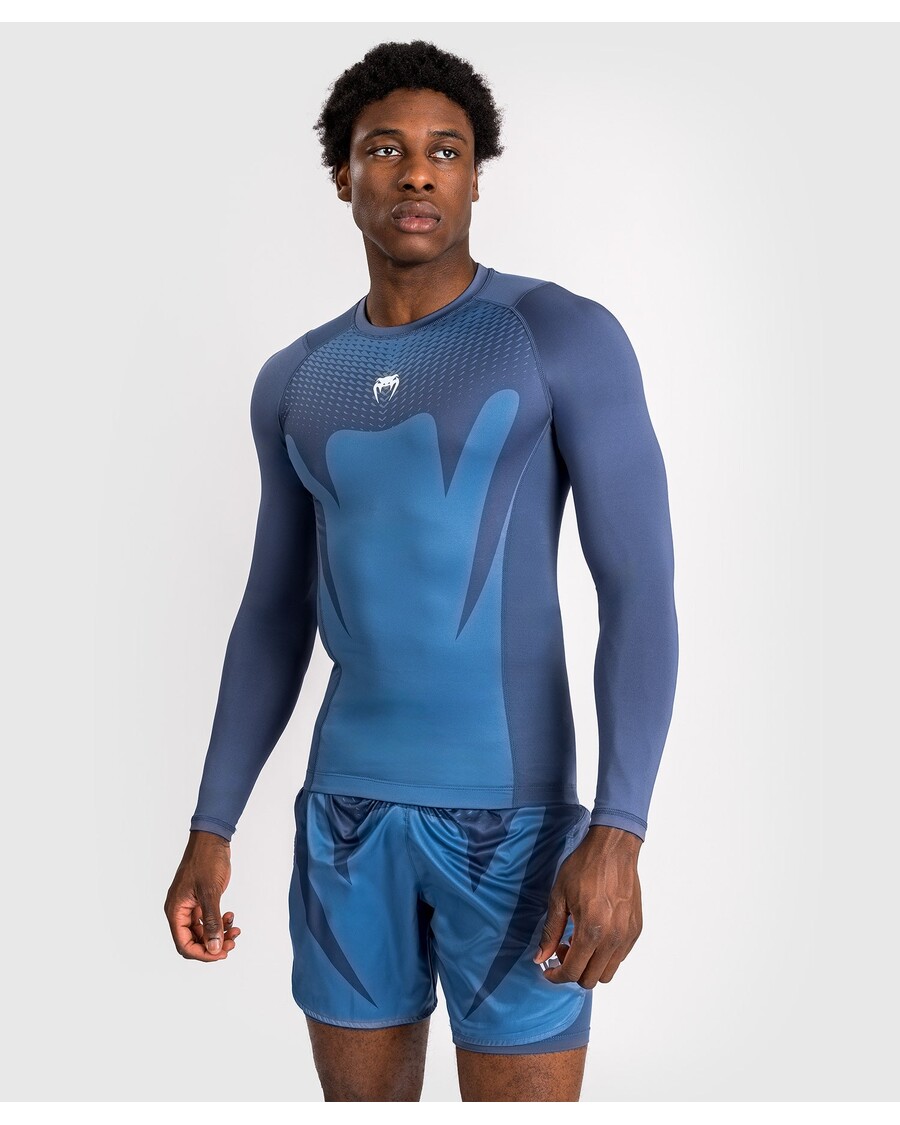 Venum Attack Men's Long Sleeve Rashguard - Navy Blue