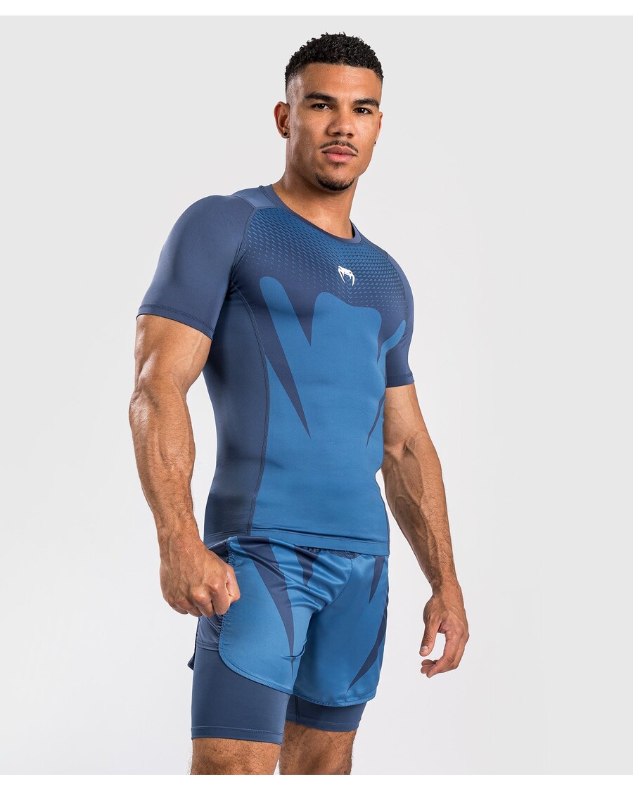 Venum Attack Men's Short Sleeve Rashguard - Navy Blue