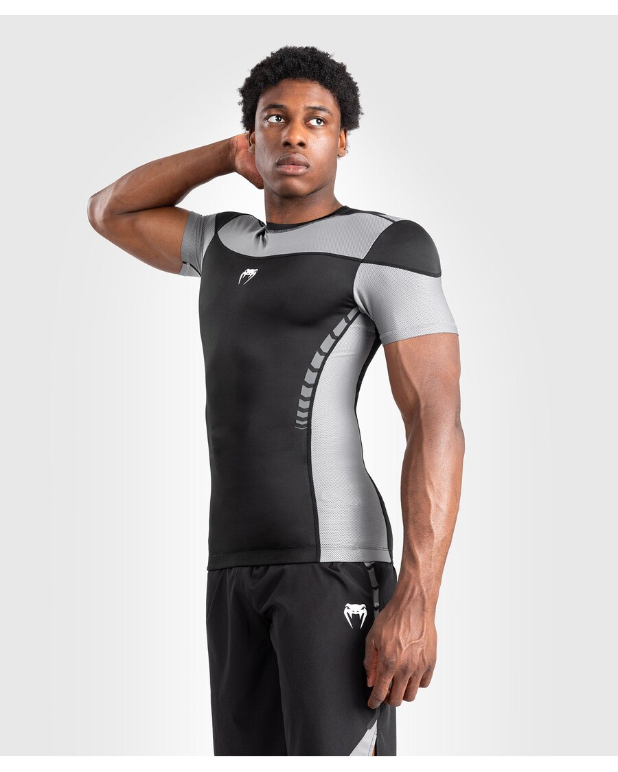 Venum Tempest Men's Short Sleeve Rashguard - Black/Grey