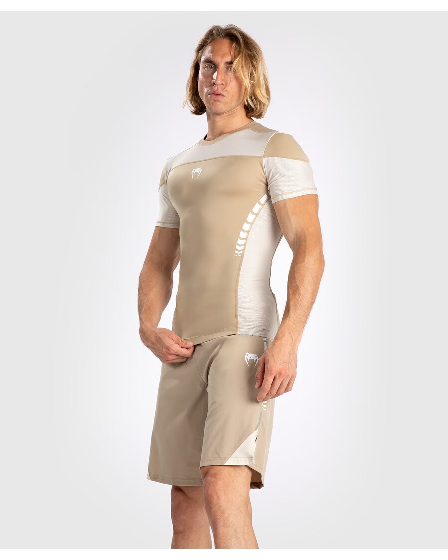 Venum Tempest Men's Short Sleeve Rashguard - Beige/Sand