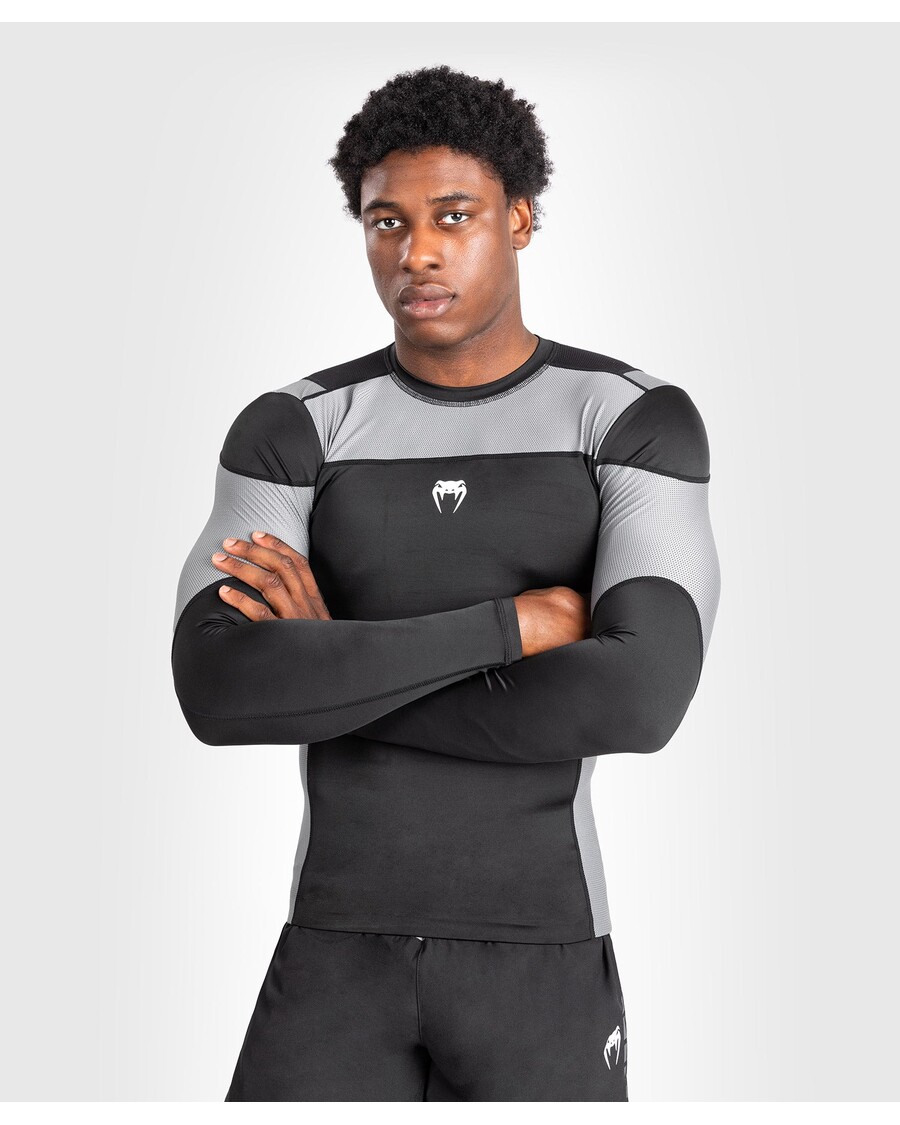 Venum Tempest Men's Long Sleeve Rashguard - Black/Grey