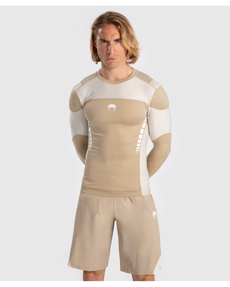 Venum Tempest Men's Long Sleeve Rashguard - Beige/Sand