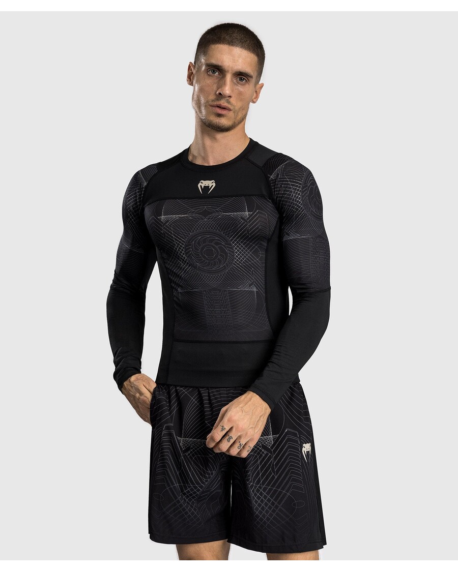 Venum G-Fit Air Men's Long Sleeve Rashguard - Deep Black/Desert Sand