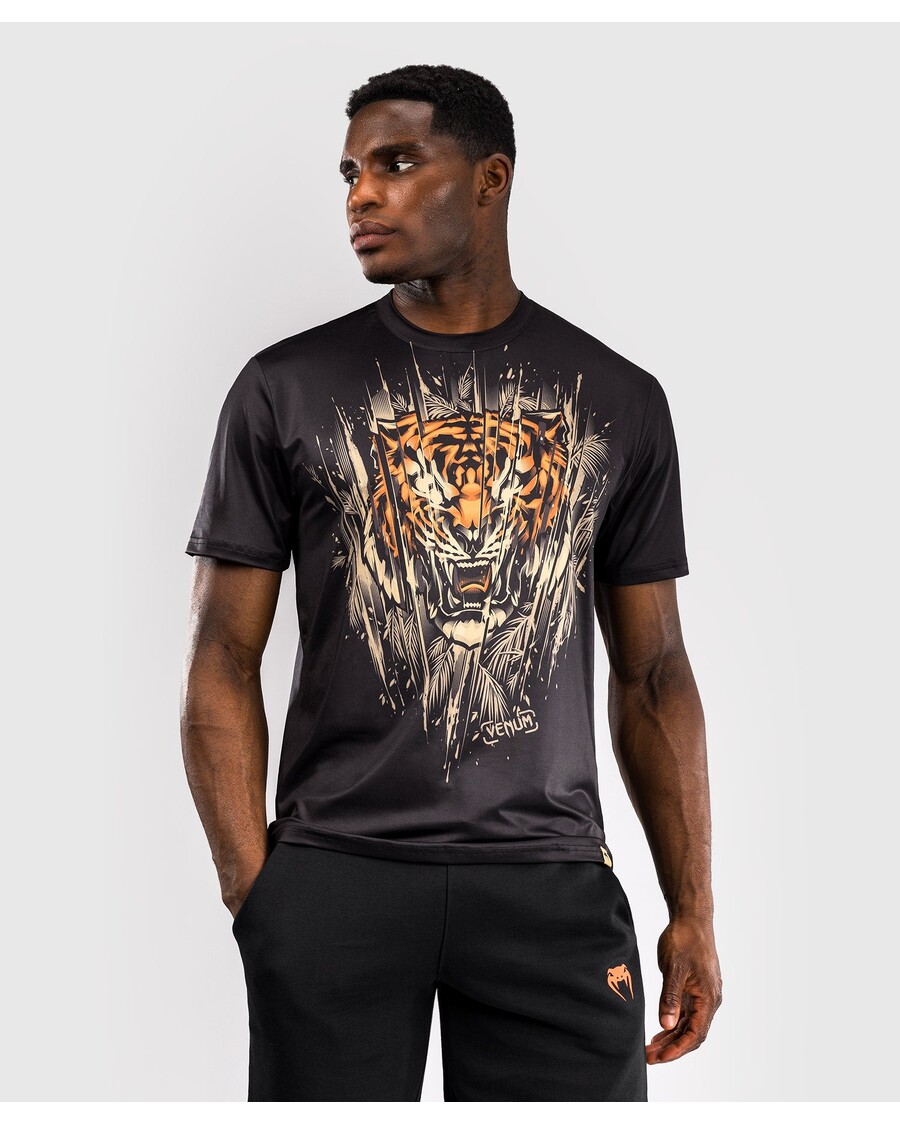 Venum Tiger Men's Dry Tech T-Shirt - Black/Neon Orange