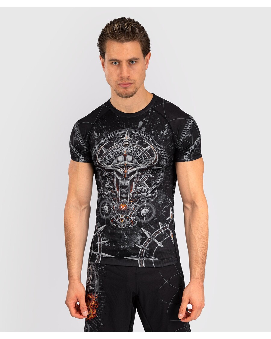 Venum Gladiator 5.0 Men's Short Sleeve Rashguard - Black/Silver