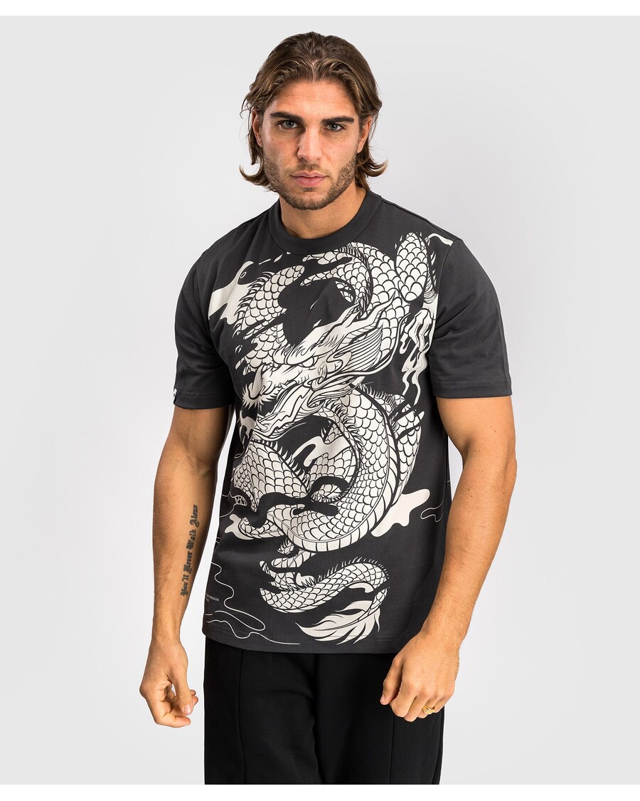 Venum Dragon’s Flight Men’s T-Shirt - Charcoal Grey/Cream White