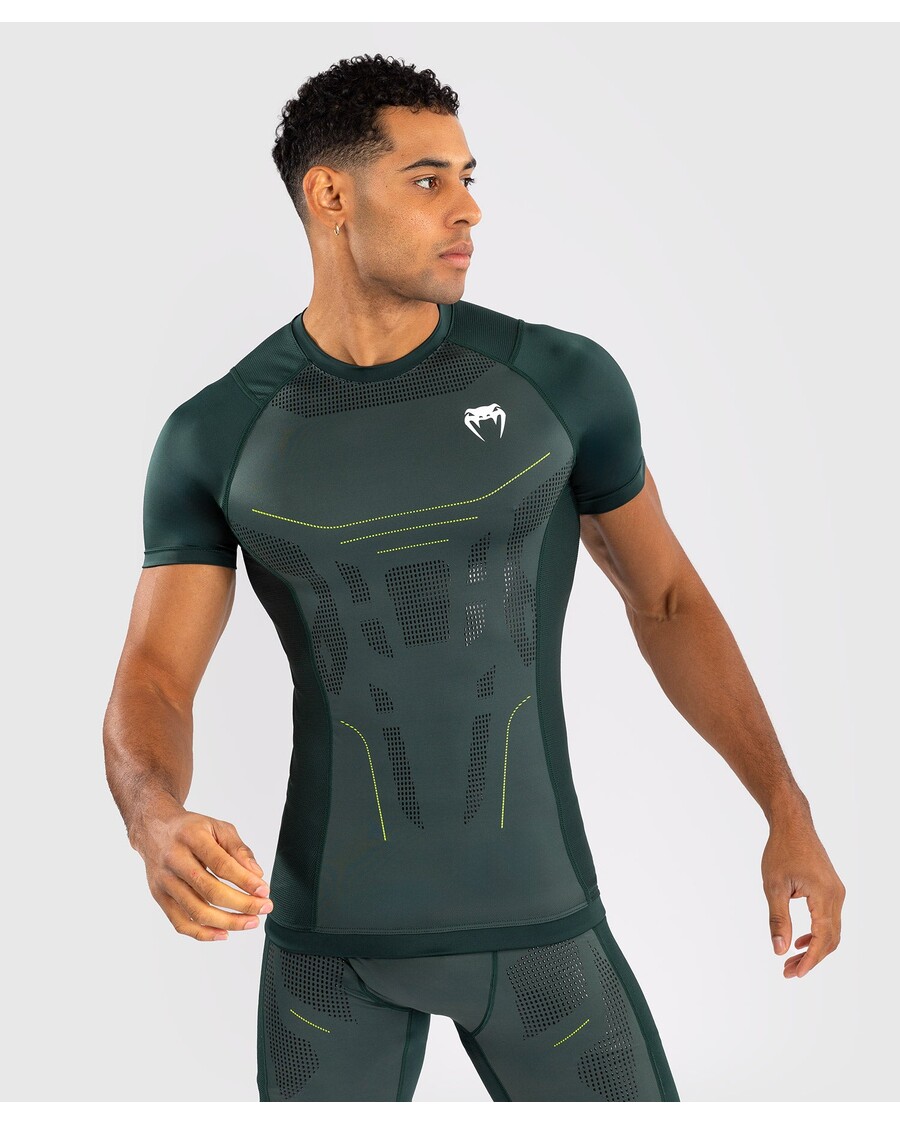 Venum Technical 3.0 Short Sleeve Rashguard - Forest Green