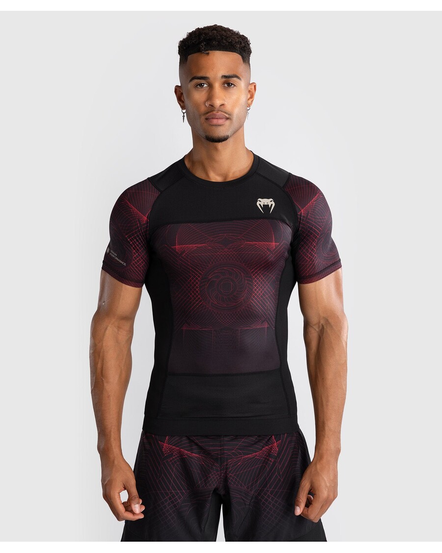 Venum G-Fit Air Men's Short Sleeve Rashguard - Deep Black/Fire Red