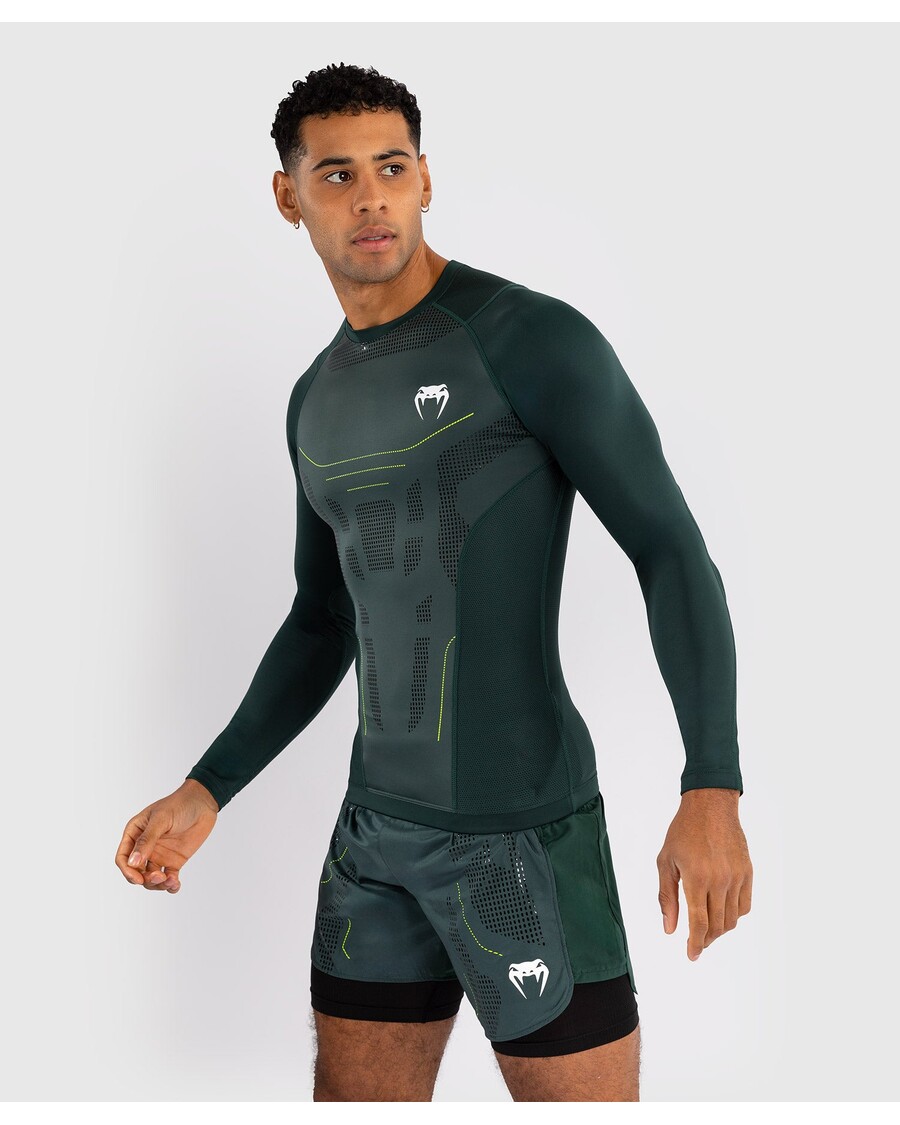 Venum Technical 3.0 Long Sleeve Rashguard - Forest Green