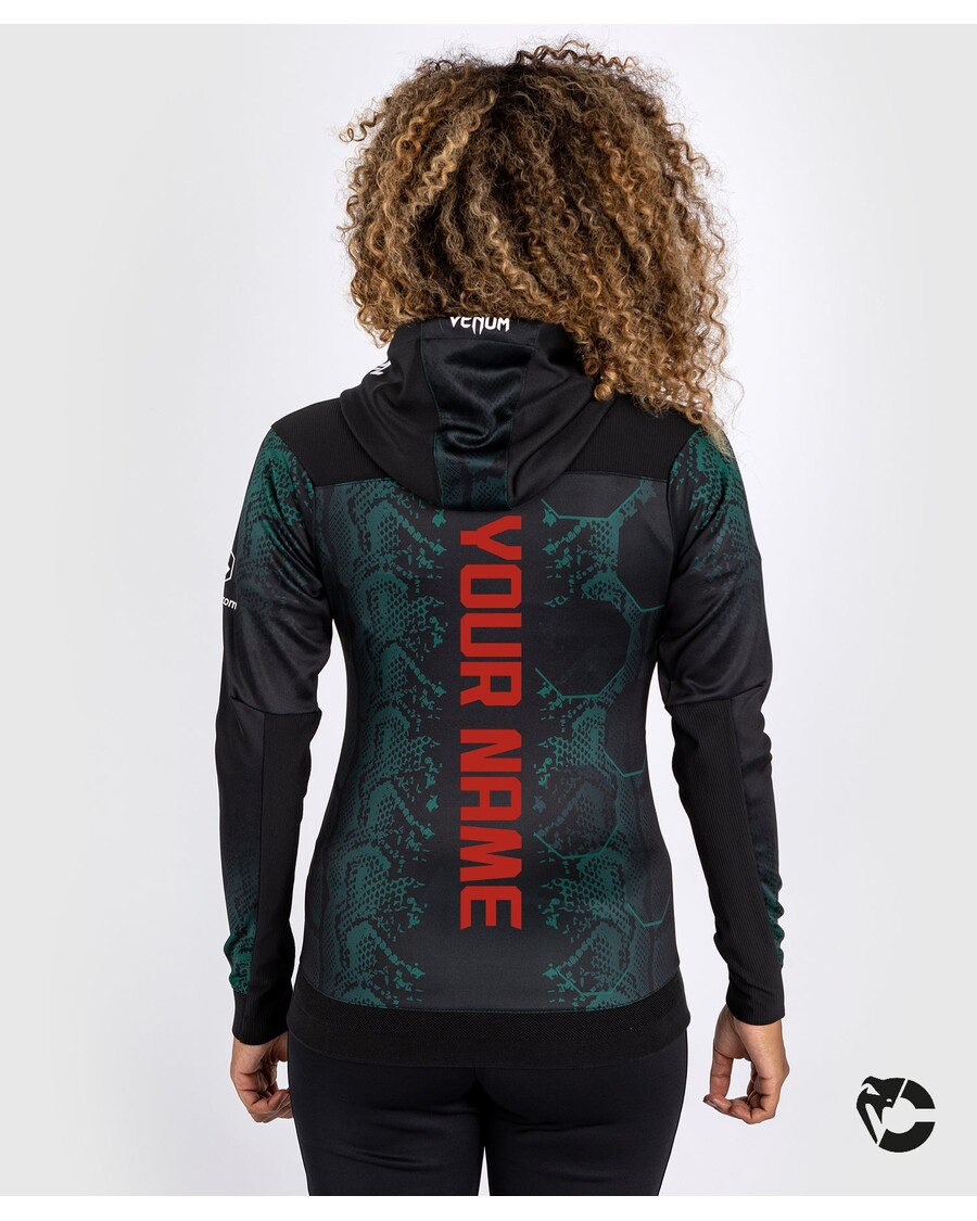 UFC Adrenaline by Venum Personalized Authentic Fight Night Women’s Walkout Hoodie - Emerald Edition - Green/Black