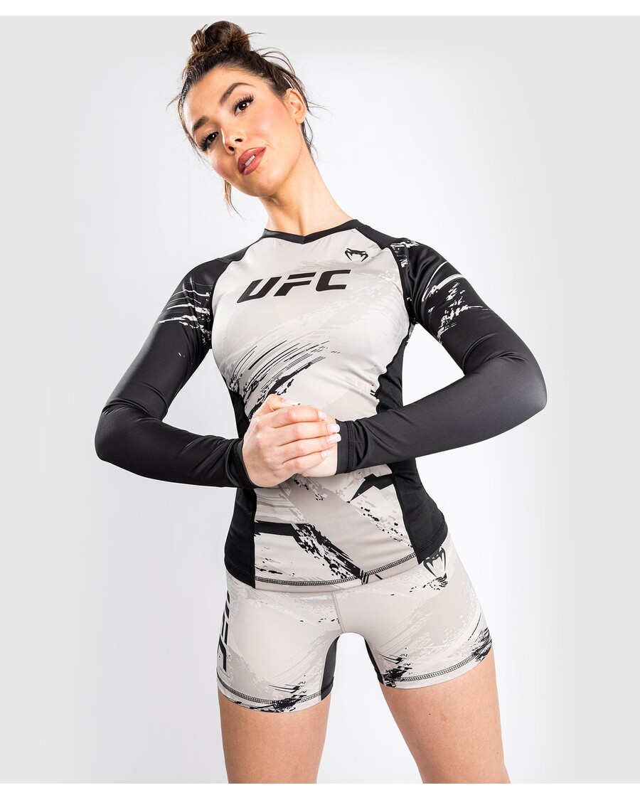 UFC Venum Authentic Fight Week 2.0 Women’s Performance Long Sleeve Rash Guard - Sand/Black