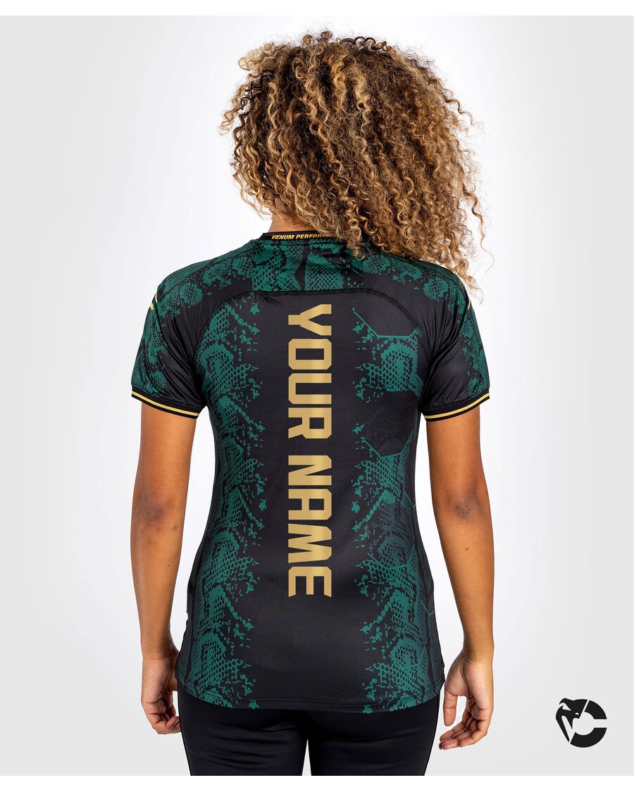 UFC Adrenaline by Venum Personalized Authentic Fight Night Women’s Walkout Jersey Green/Black/Gold - Emerald Edition