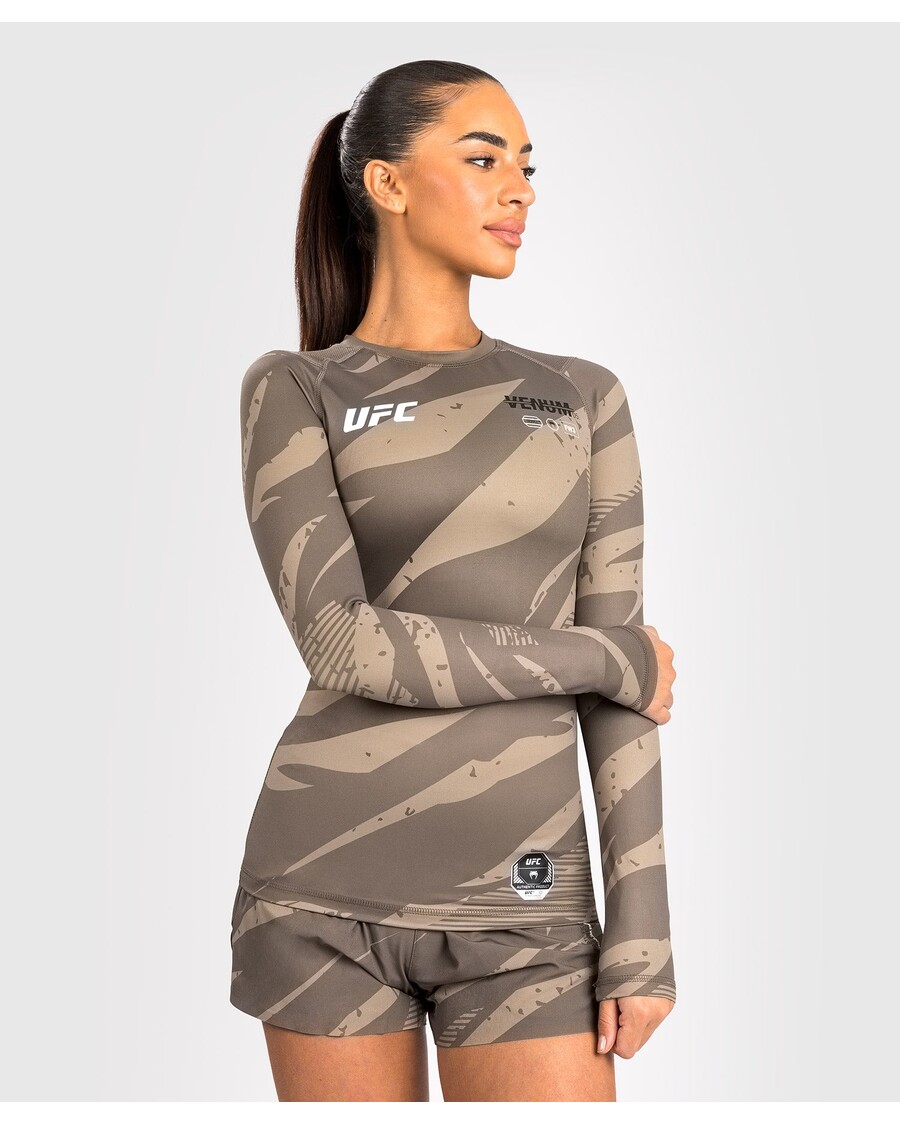 UFC Adrenaline by Venum Fight Week Women’s Performance Long Sleeve Rashguard - Desert Camo