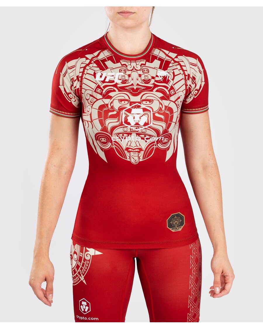 Noche UFC By Venum Authentic Fight Night Women’s Performance Short Sleeve Rashguard - Red